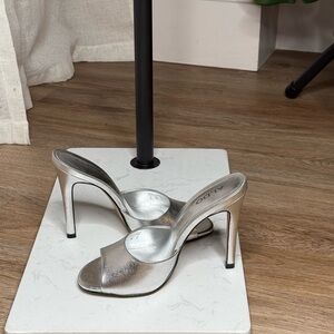 ALDO Marcelia Silver Metallic Mule Heel | Size 6